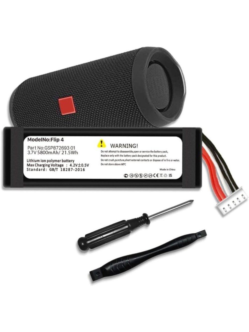 Upgraded 5800mAh Replacement Battery for JBL Flip 4 | Compatible Tool Kit